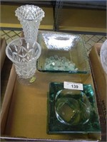 2 Vintage Lead Glass Vases & More