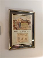 Bank of Montreal calendar in frame 17 x 23