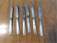 6 OLD SILVERPLATE KNIVES