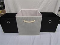 3 Collapsible Canvas Storage Bins Middle is 13" T