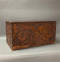 Rare Pyrograhic Wooden Dragons Box