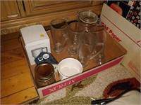 lot of glasses, jars and decoratives