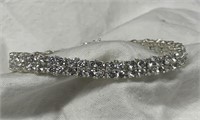 Sterling Silver Bracelet w/ White Stones