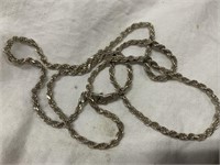 22" Sterling Silver Rope Necklace Marked PT Italy