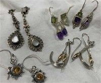 (5) Pairs of Sterling Silver Earrings - Semi-