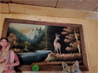 BEAUTIFUL DEER/ CREEK FRAMED PICTURE