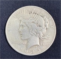 1934-D Peace Silver Dollar US $1 Coin