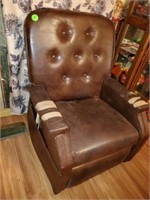LEATHER RECLINER - NEEDS LITTLE REPAIR ON ARMS