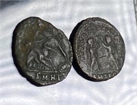 Pair of Ancient Roman Bronze Coins