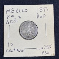 1895 Mexico Silver 10 Centavos Coin
