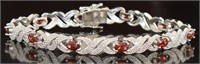 Genuine 5.00 ct Garnet & Diamond Accent Bracelet