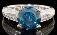14kt Gold 4.13 Fancy Blue Diamond Ring