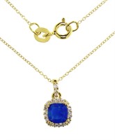 Beautiful Cushion Blue Opal & White Topaz Necklace