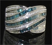 Brilliant 1.00 ct Fancy Blue Baguette Diamond Ring