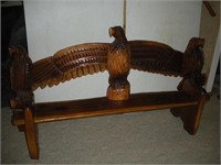 Carved Wood Eagle Bench, 72 inch Length