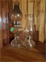 2 OLD CLEAR OIL LAMPS
