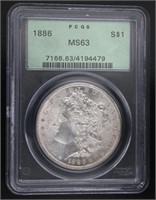 1886 Philadelphia MS63 Morgan Silver Dollar