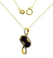 Natural 1.26 ct Sapphire & Diamond Necklace