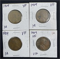 (4) 1909 Lincoln Wheat Cents