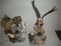 Wolf And Eagle Figurines, Tallest 19 inches