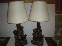 2 Cowboy Chalkware Table Lamps, 37 inches Tall