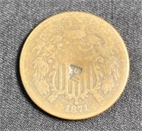 1871 US 2 Cent Piece