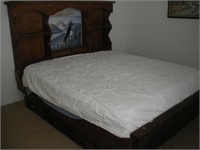 Pine Bed, Frame-77x96, 62 in. Headboard height