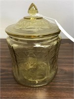 Amber Depression Glass Biscuit Jar Patrician Feder