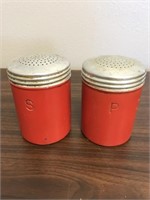 Unique Vintage Red Aluminum Salt & Pepper Shakers