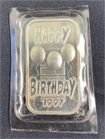 1997 1oz Fine Silver Happy Birthday Bar