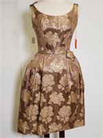 1960s Brown/gold taffeta Cocktail dress