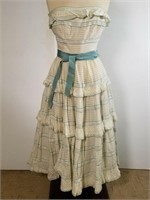 1950s cotton strapless sun dress