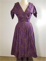 1940s Claire McCardell purple plaid dress