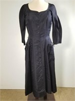 1950s Hannah Troy navy grosgrain dress