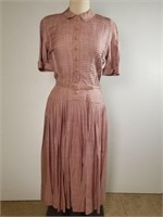 1950s Mollie Parnis shirtwaist silk dress