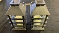 Pair of outdoor solar powered candle lights each