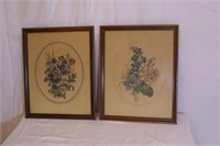 Pair of Vintage Floral Framed Prints