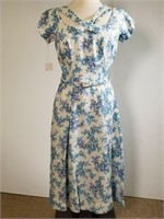1950s Milton Saunders floral linen dress