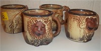 4 Cute Animal Pottery Mugs