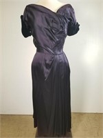 1940s Blue satin and velvet gown