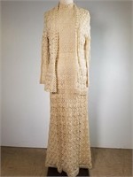 1950s Fred Perlberg crocheted evening dress
