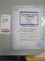 gift certificate, Golden Grain Bakery Melfort