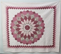 Vintage Hand Stitched Quilt "Giant Dahila" Pattern