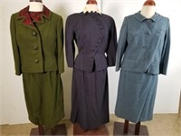 Three 1940-60s skirt suits
