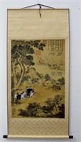Vintage Japanese Hanging Silk Scroll Painting
