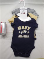 Navy Baby Onesies 3 pk 3/6 Months