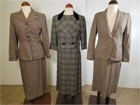 Three vintage wool suits, Larry Aldrich, etc