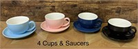 4 Pastel Cups & Saucers