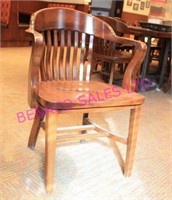 2X, SOLID WOOD SCHOOLHOUSE ARM CHAIRS