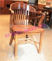 2X, SOLID WOOD SCHOOLHOUSE ARMCHAIRS